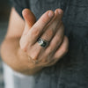 Silver Pyrite Ring with Love Birds "Volant"