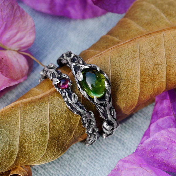 Set of 2 "Vita" + band Engagement Ring Set