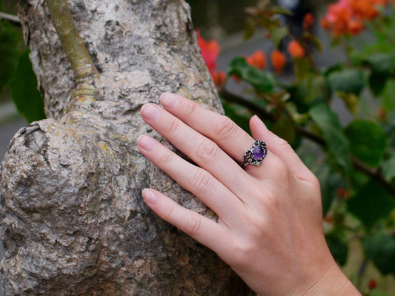 Sterling Silver Amethyst Ring "Fay" - blacktreelab