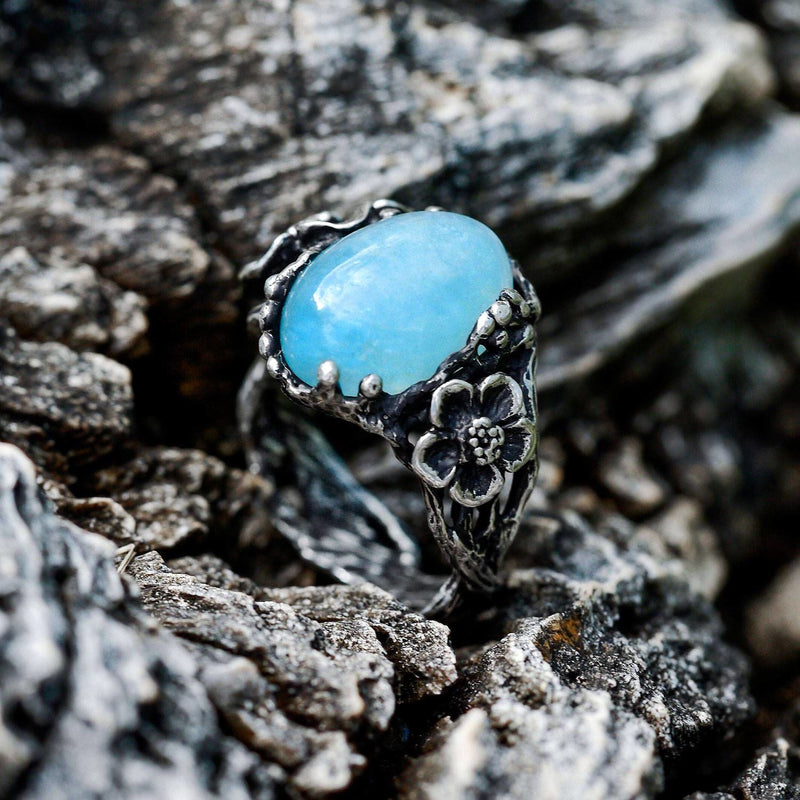 Sterling Silver Aquamarine Ring "Mirra" - blacktreelab