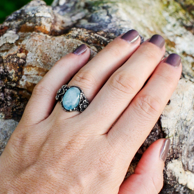 Sterling Silver Aquamarine Ring "Mirra" - blacktreelab
