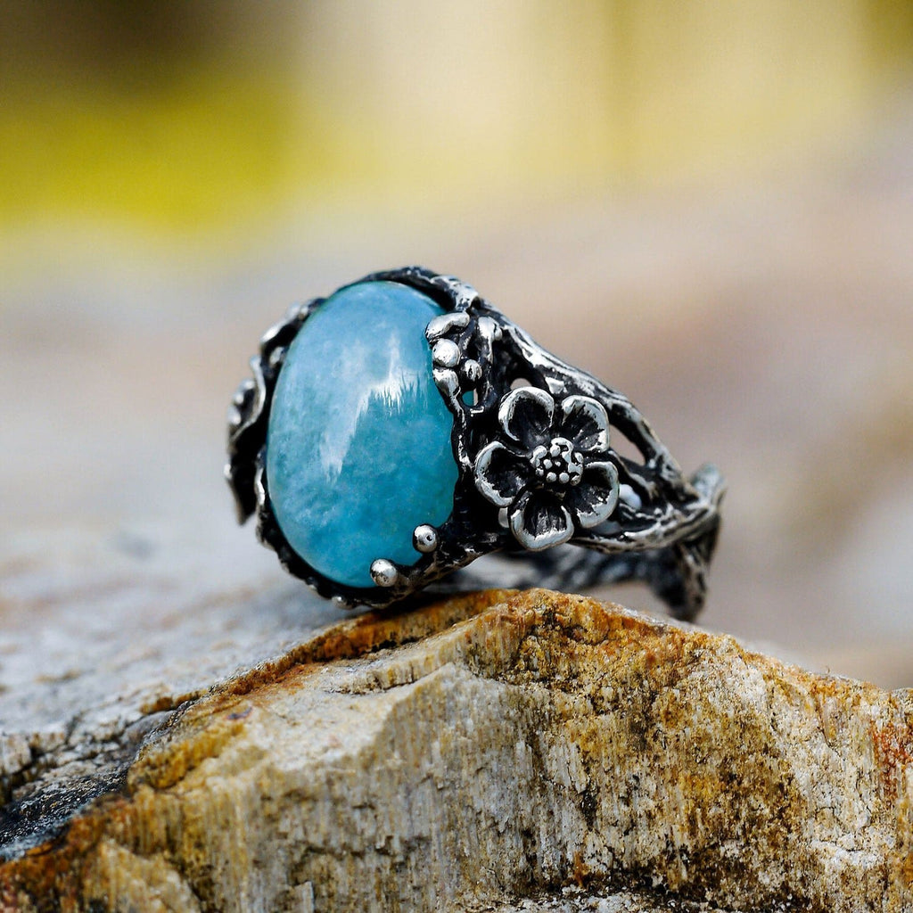 Sterling Silver Aquamarine Ring "Mirra" - blacktreelab