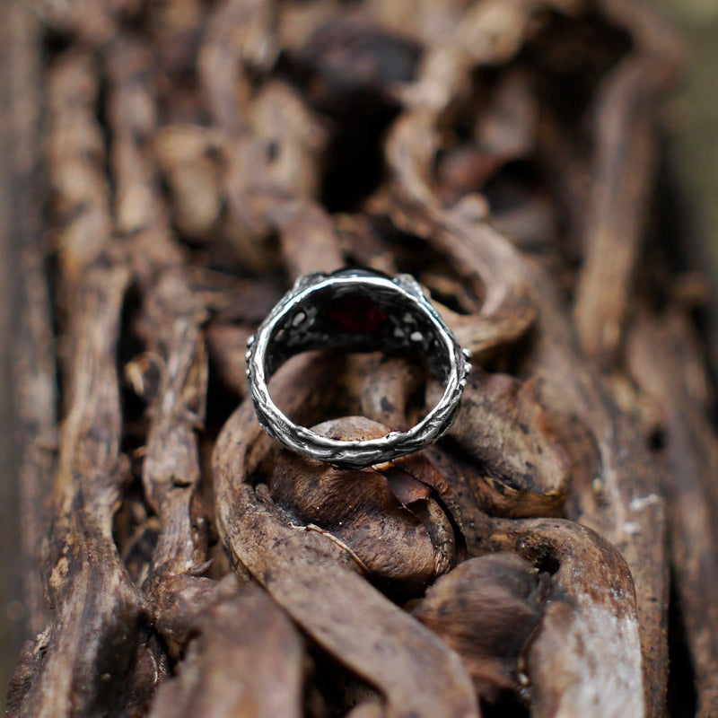 Sterling Silver Garnet Ring "Agnia" - blacktreelab
