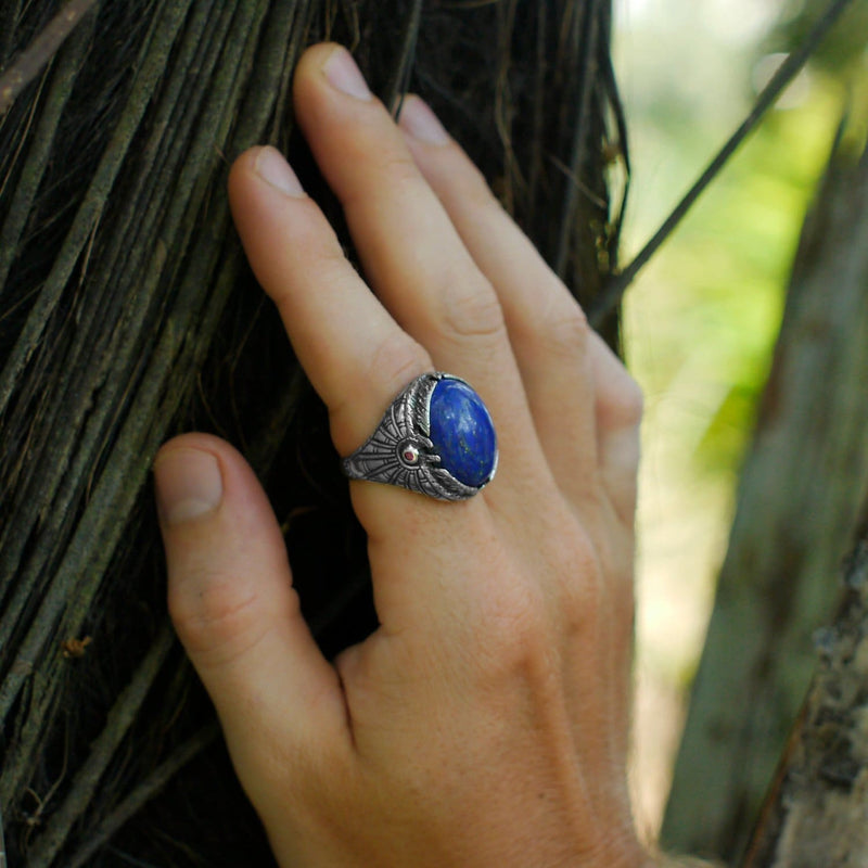 Sterling Silver Lapis Lazuli ring "Ra" - blacktreelab