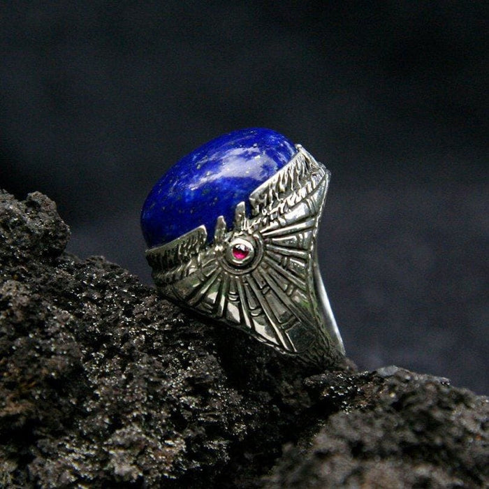 Mens Sterling Silver Lapis Lazuli ring 