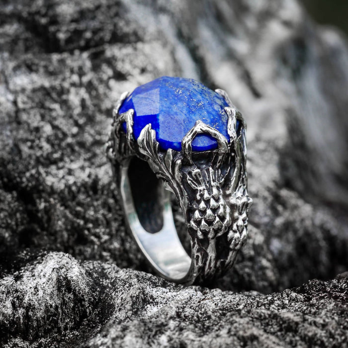 Sterling Silver Lapis Lazuli Ring "Thistle" - blacktreelab