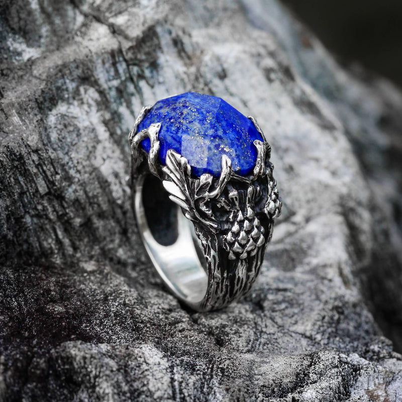 Sterling Silver Lapis Lazuli Ring "Thistle" - blacktreelab