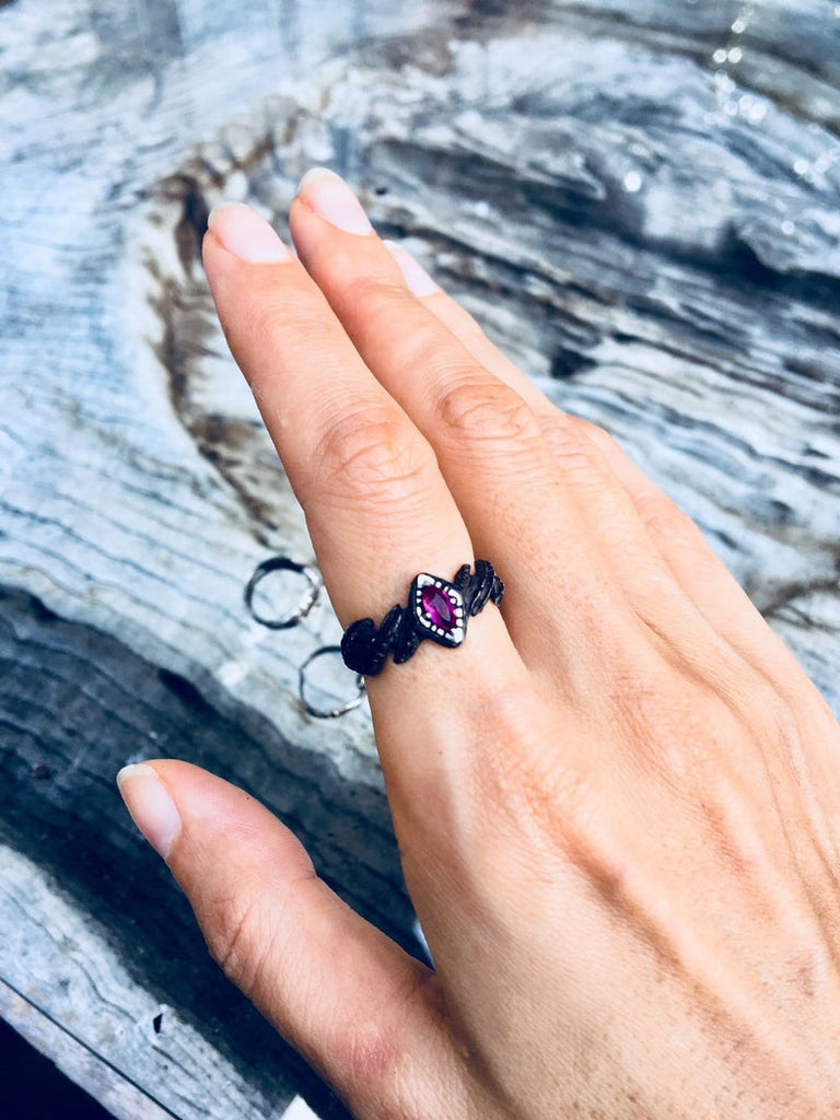 Sterling Silver Pink Tourmaline Ring "Aiko" - blacktreelab
