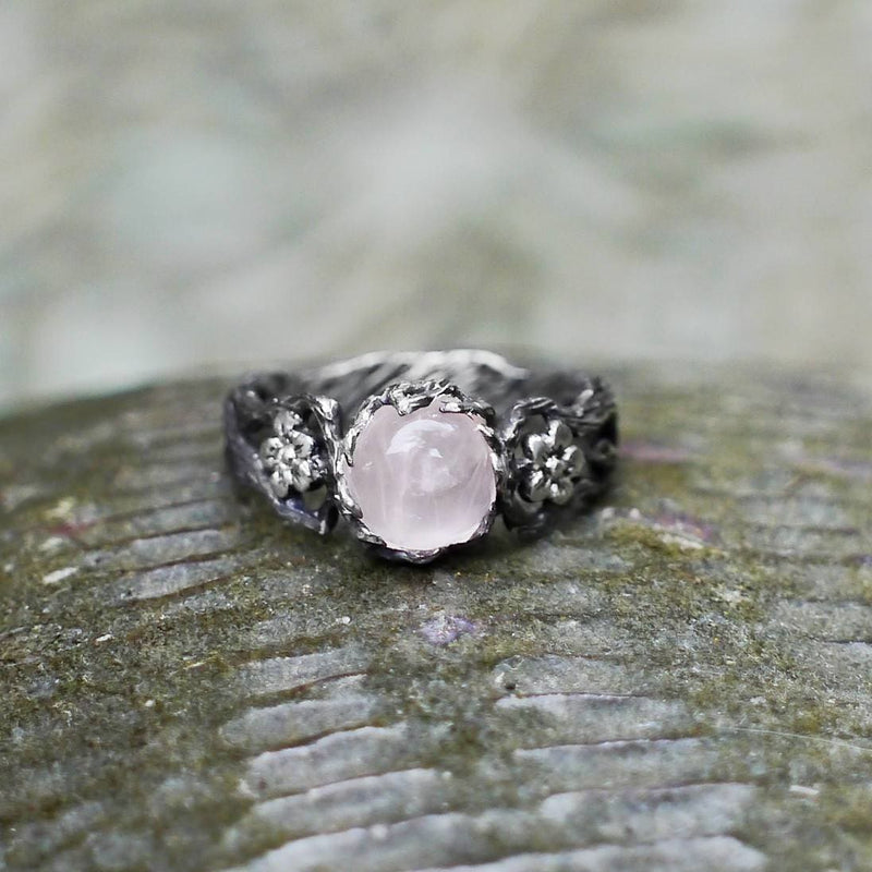 Sterling Silver Rose Quartz Ring "Fleur" - blacktreelab