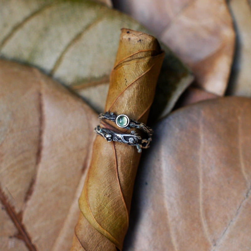 Sterling Silver Set of 2 Dew+Mio Rings with Amethyst - blacktreelab