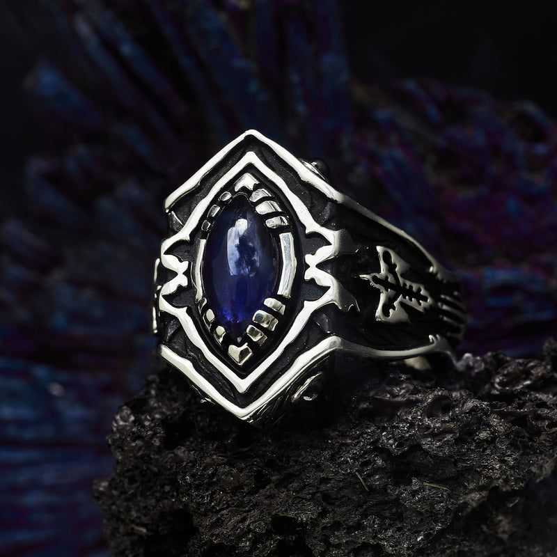 Statement Gemstone Ring Night Bird