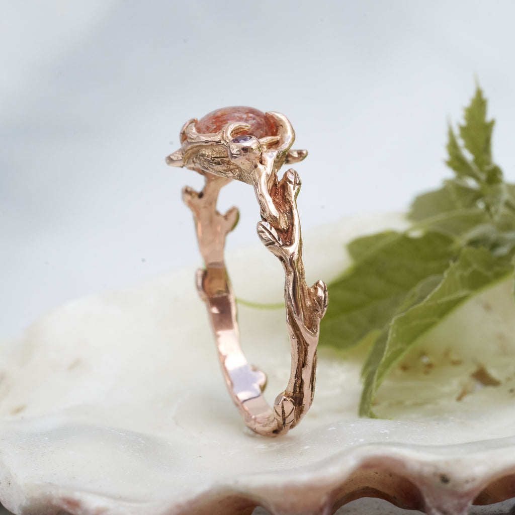 Rose Engagement Ring with Sunstone "Grace"