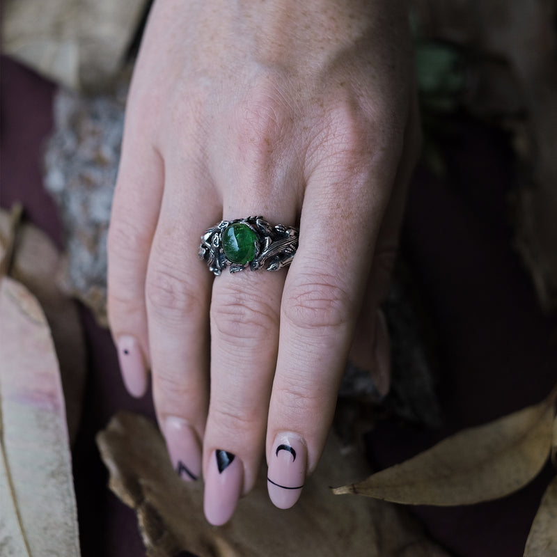 Lizard ring with Tourmaline Guarani