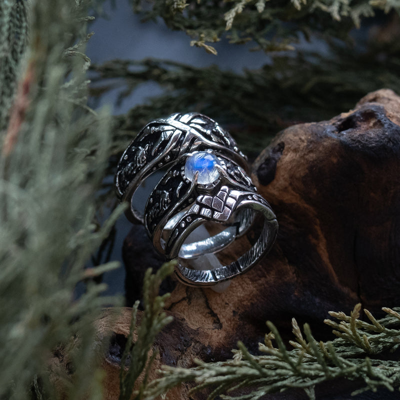 Sterling Silver Wedding rings for her and him "Wolves"