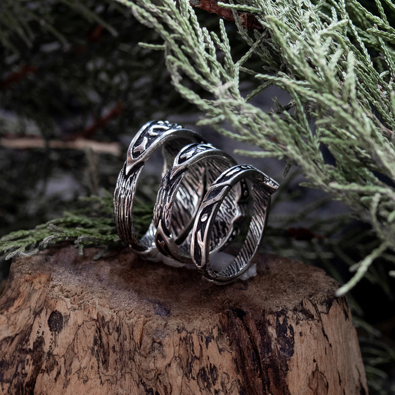  Silver wedding rings set "Wolves"