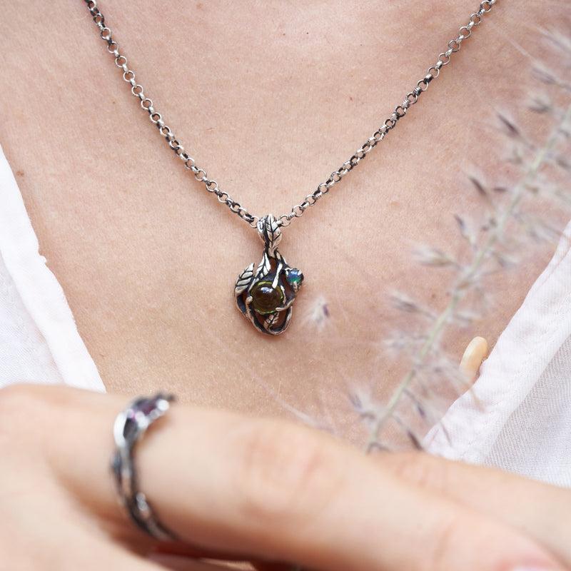 "Angie" Opal and peridot pendant