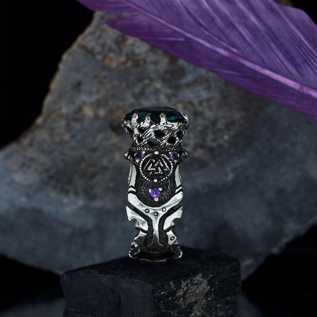 Green Quartz ring for men "Portal"