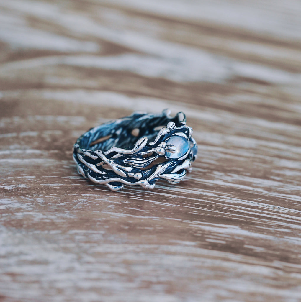 Moonstone engagement ring for women "Infinity"