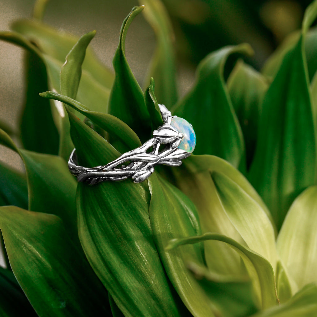 engagement fire opal ring