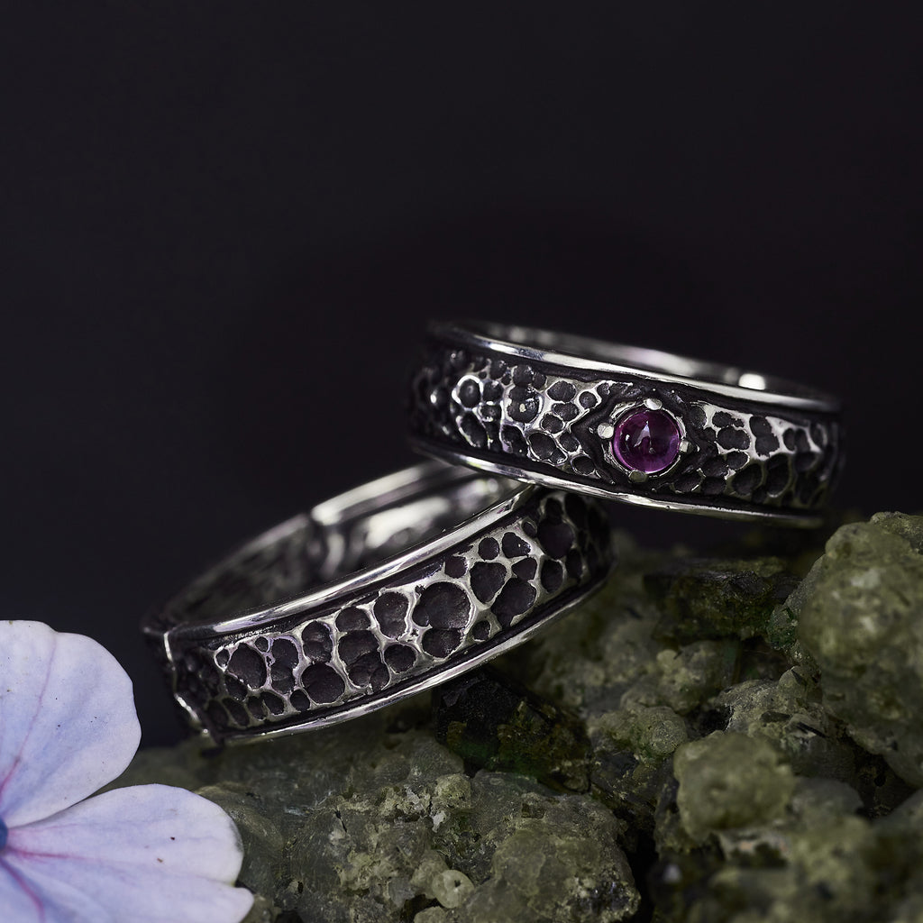 Wedding Ring Set with Amethyst "Lilian"