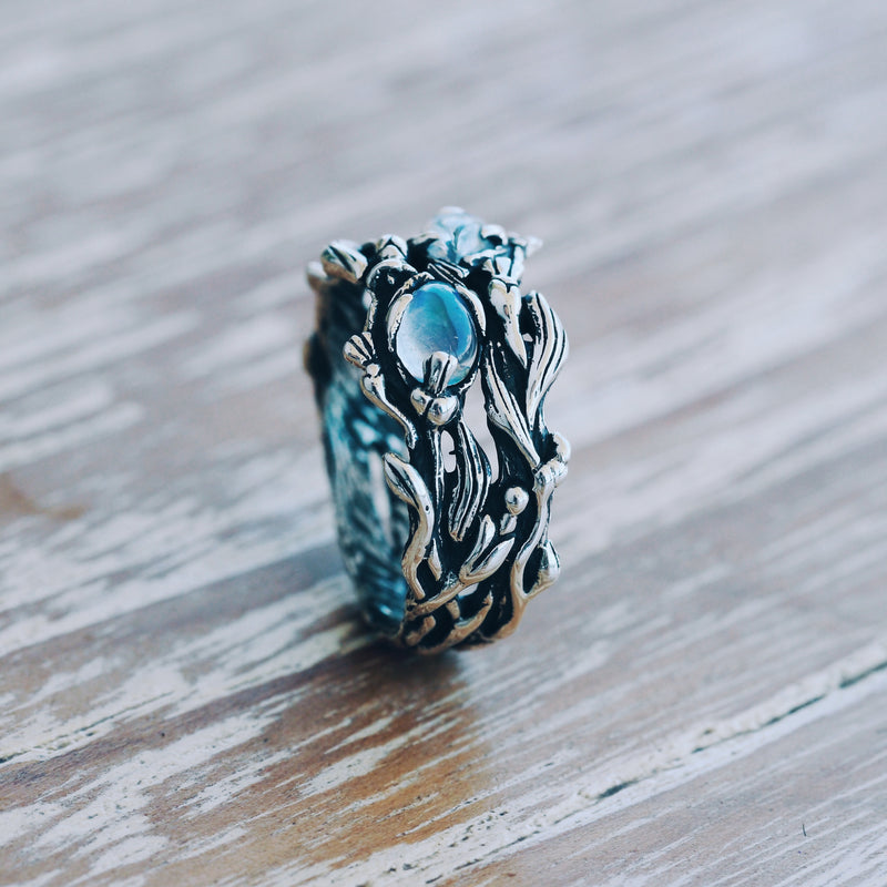 Moonstone engagement ring for women "Infinity"