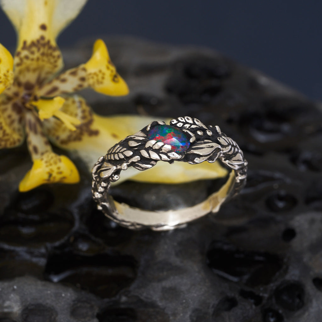 Boulder Fire Opal Ring "Evlin"