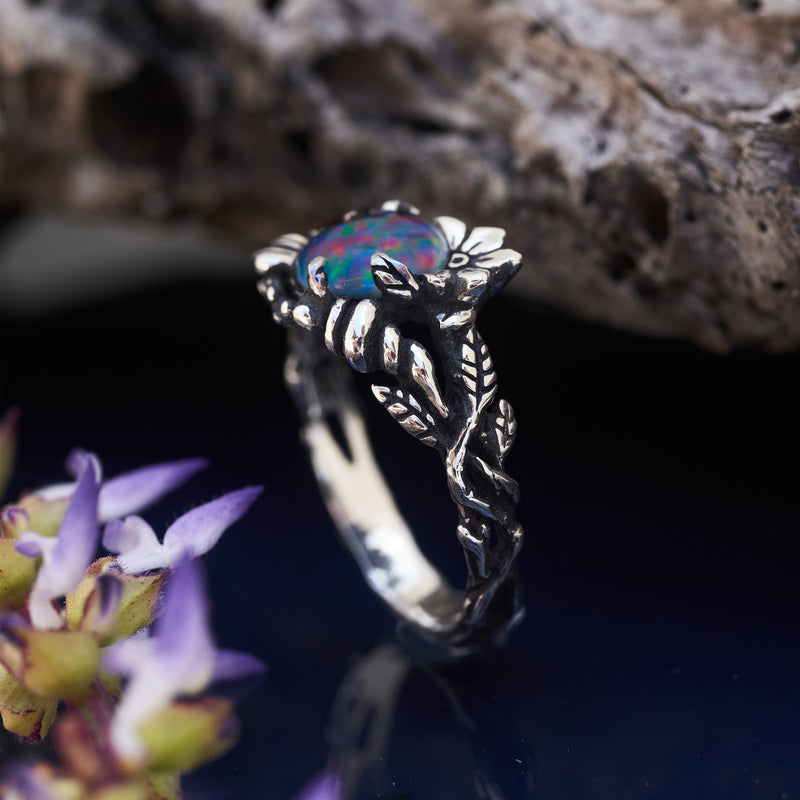 Boulder Fire Opal Ring "Daphne" by BlackTreeLab