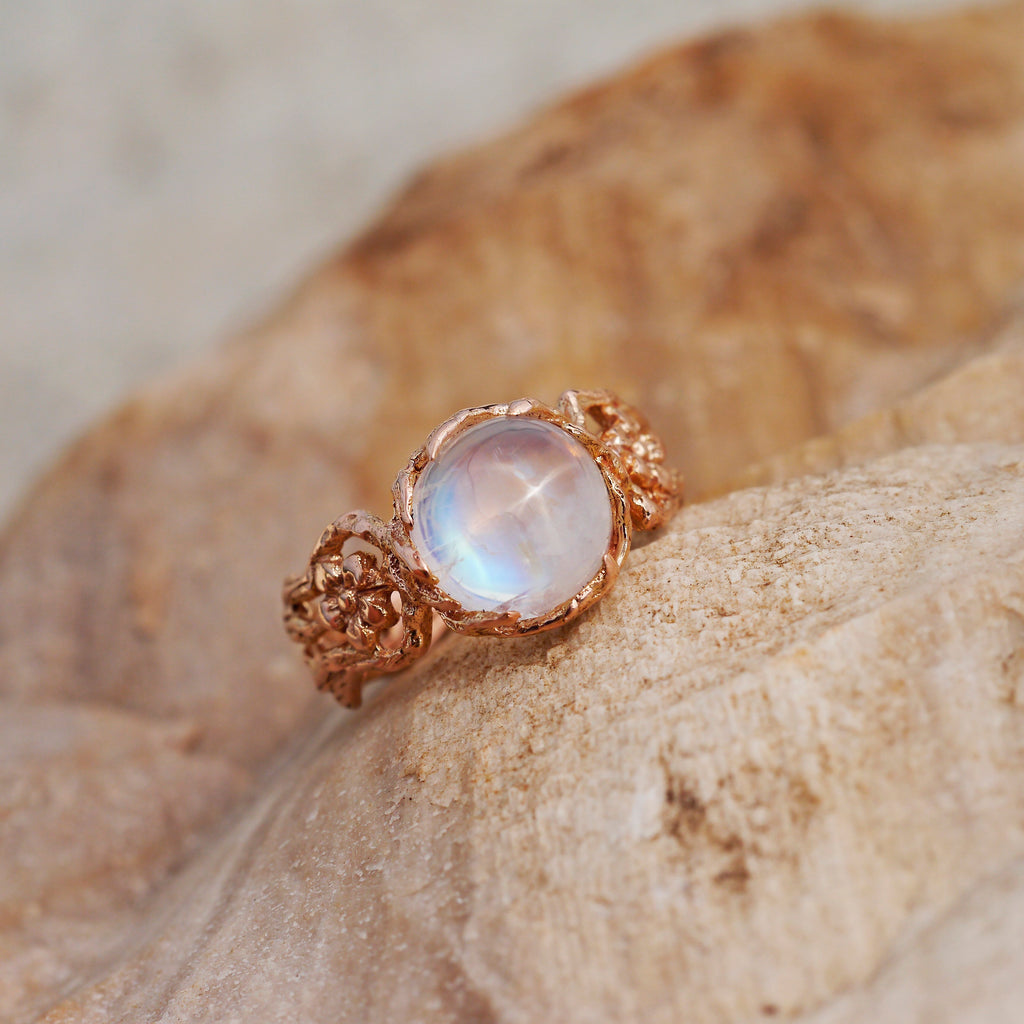Engagement Gold Ring with Moonstone