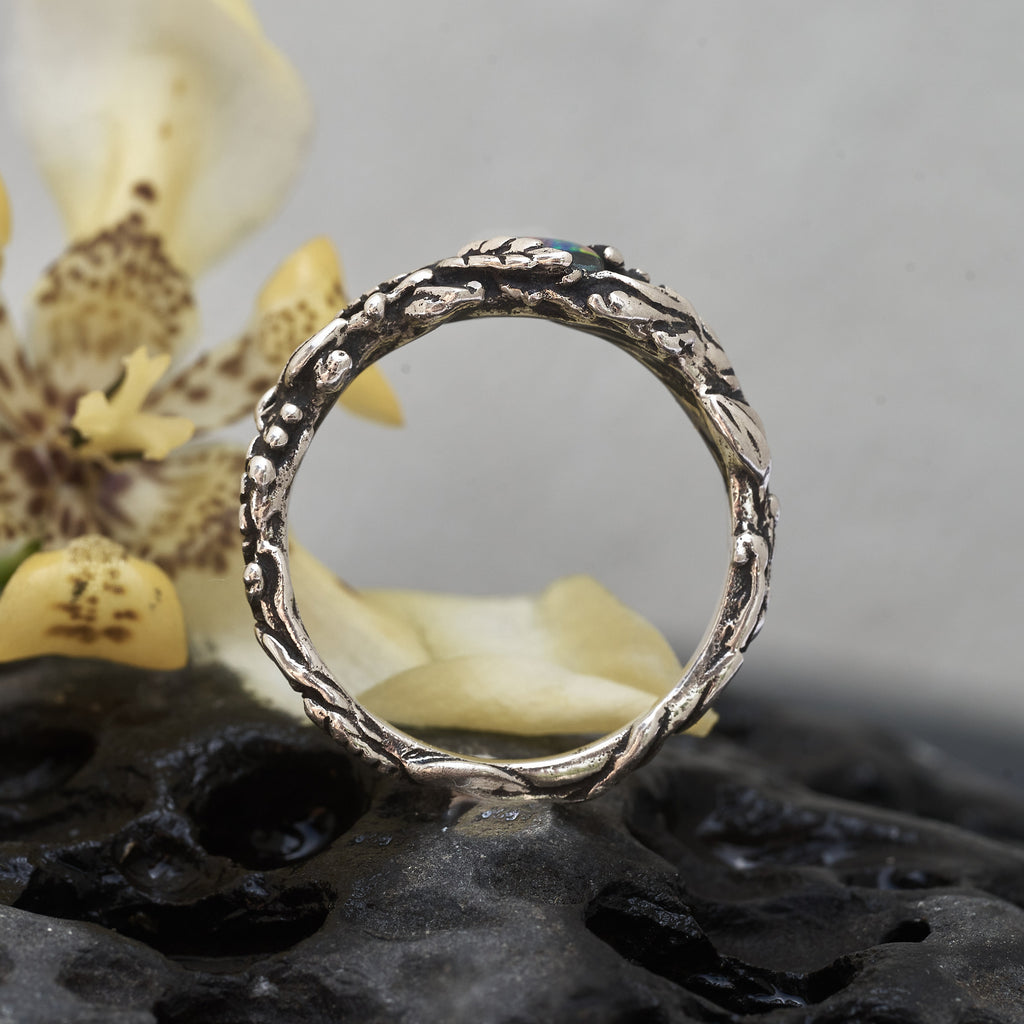 Boulder Fire Opal Ring "Evlin"