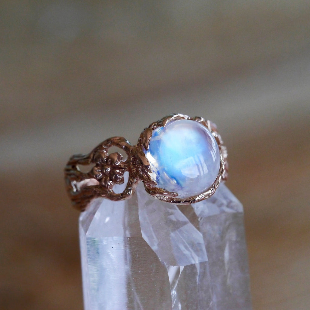 14K Gold Moonstone Engagement Ring
