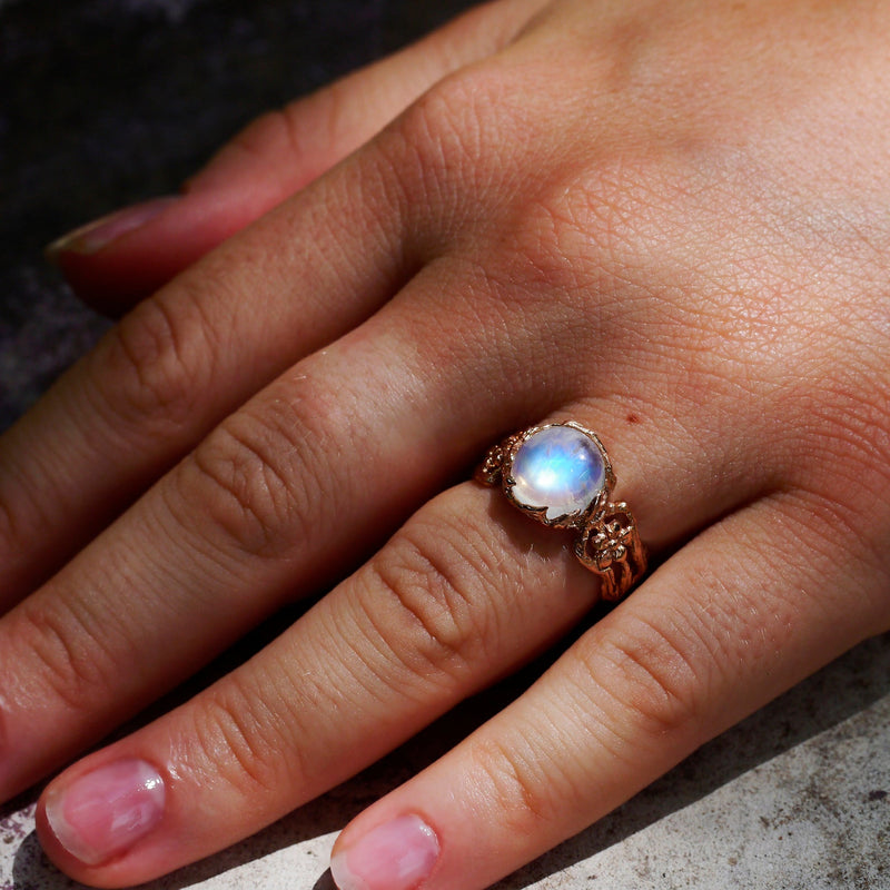 Engagement Gold Ring with Moonstone Fleur