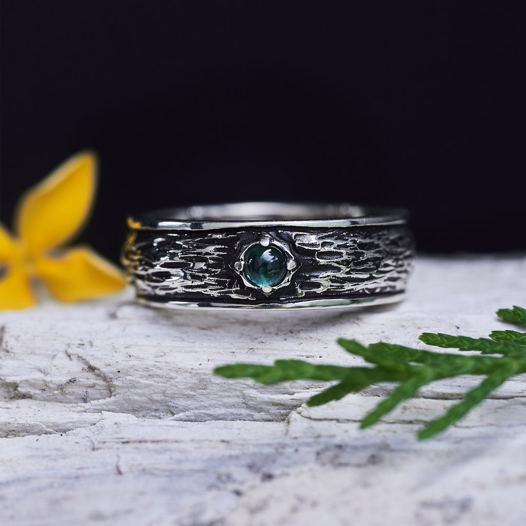 Tourmaline Wedding Ring "Moss" by BlackTreeLab