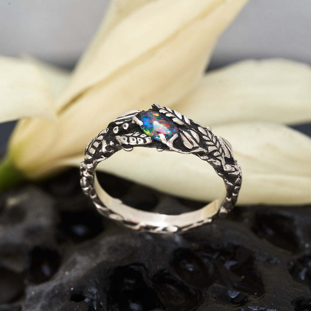 Boulder Fire Opal Ring "Evlin"
