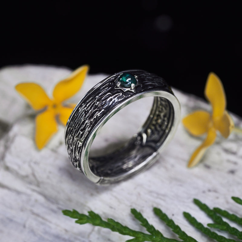 Green Tourmaline Wedding Ring "Moss"