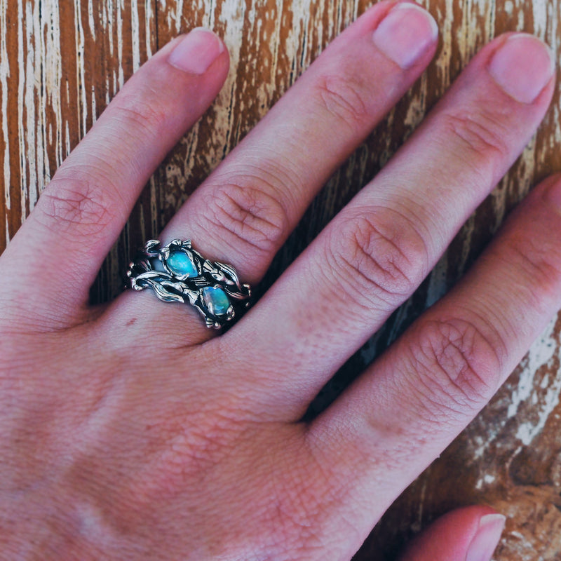 Moonstone engagement ring for women "Infinity"
