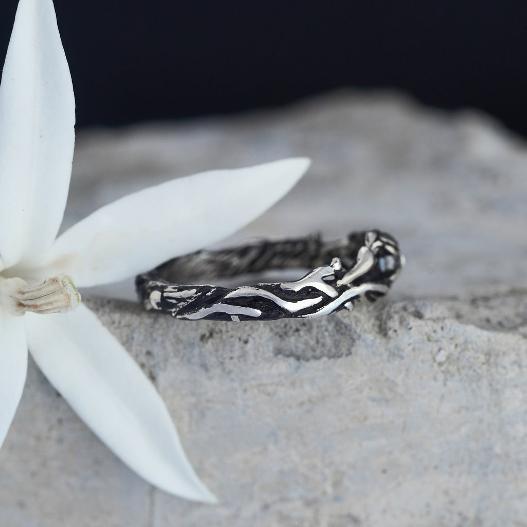 Moonstone engagement ring with flowers