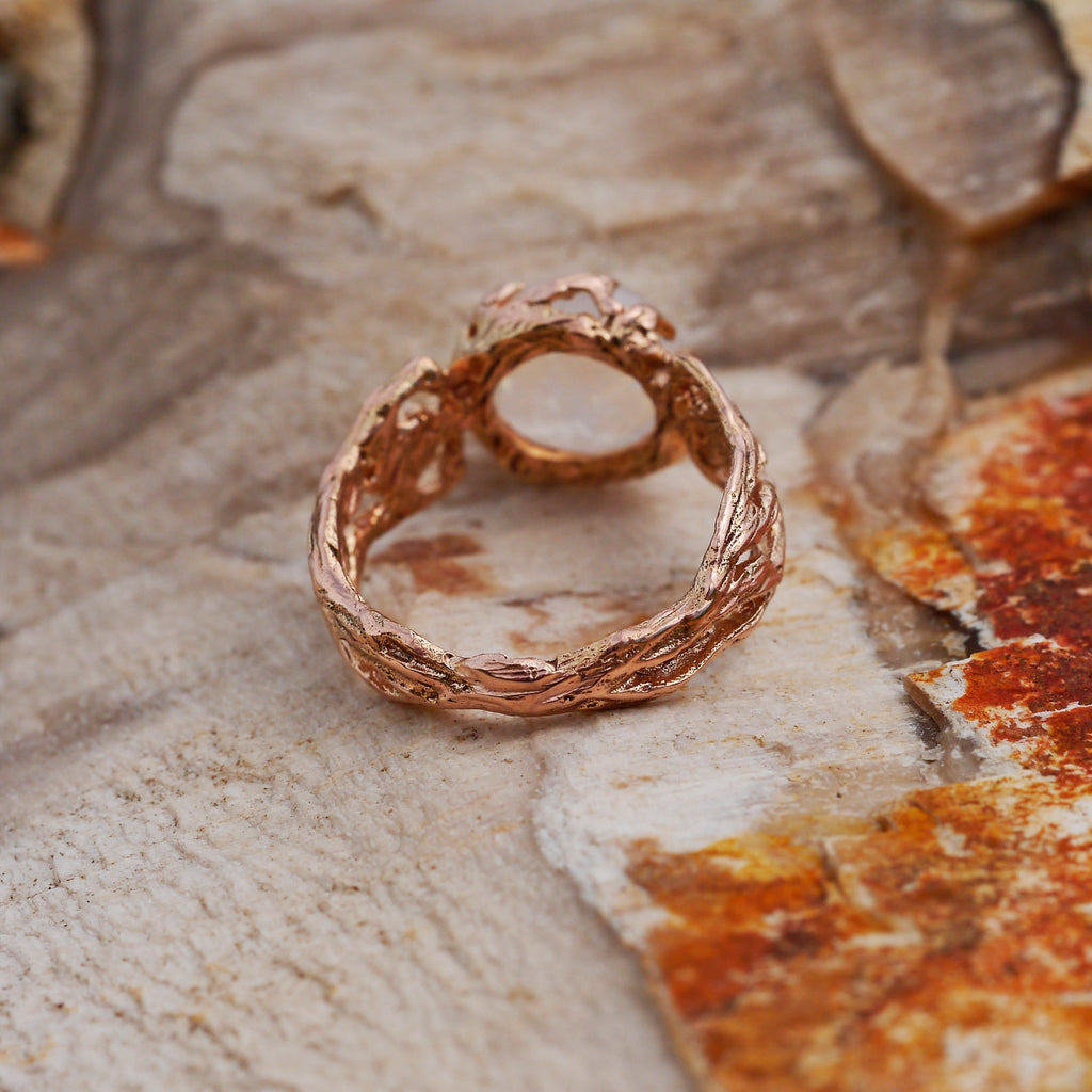 14K Gold Moonstone Engagement Ring