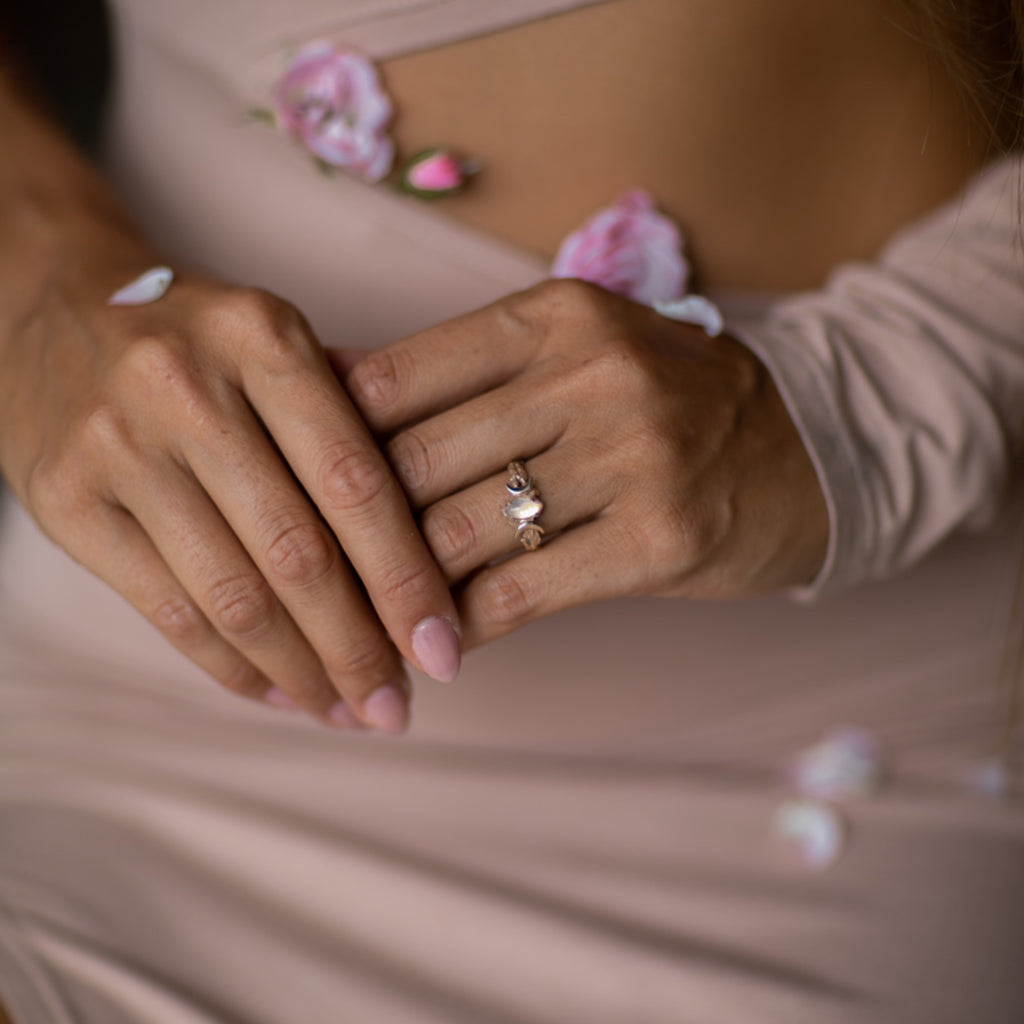 Gold Triple Moon Moonstone Ring Soma