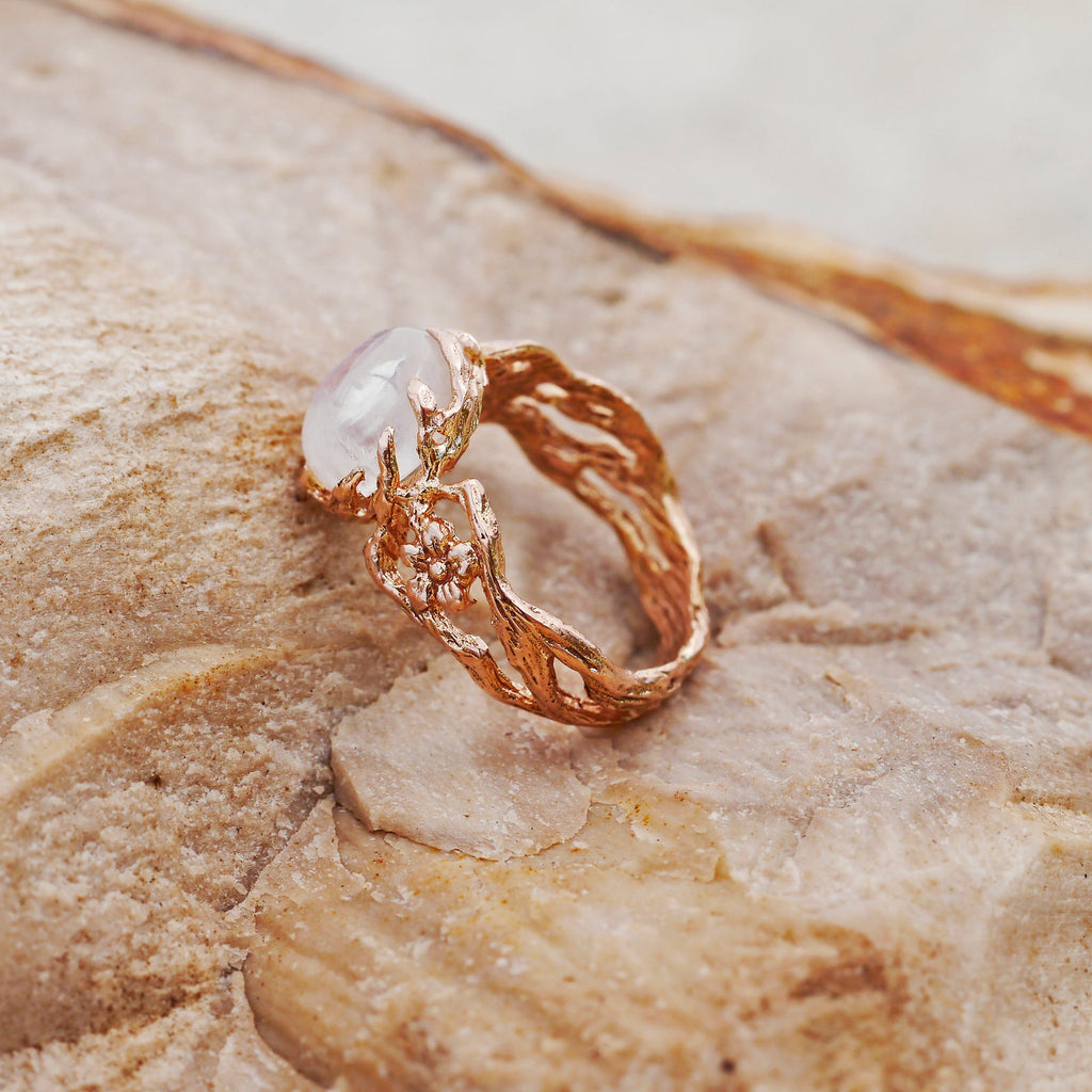 Engagement 14K Gold Ring with Moonstone