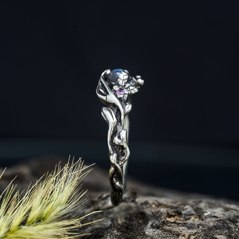 Labradorite Sterling Silver Ring “Morgan” by BlackTreeLab