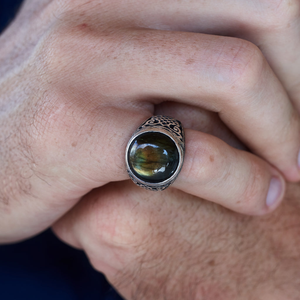 Labradorite ring for men "Kongo" BlackTreeLab