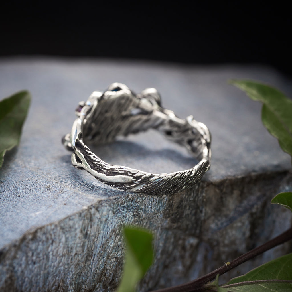 Swiss Blue Topaz ring with flowers