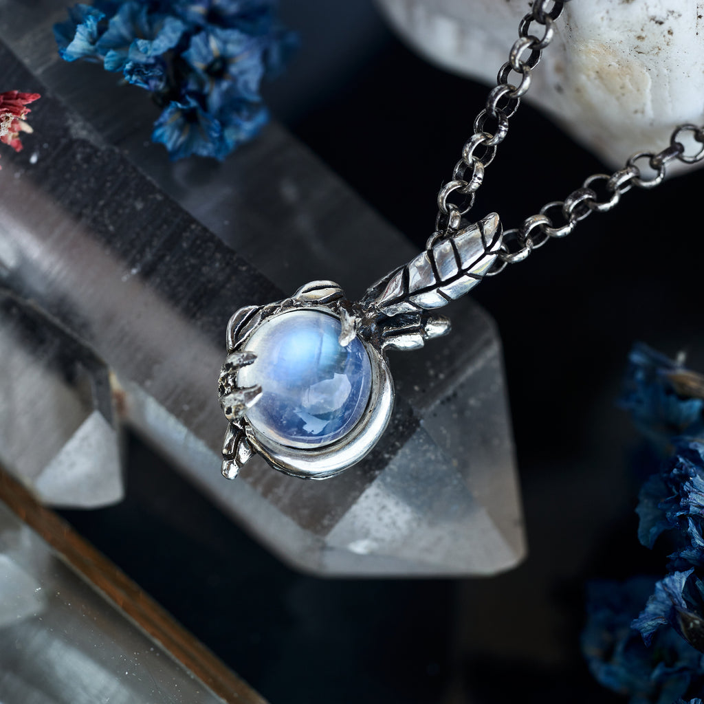 Moonstone pendant celestial design "Luna" by BlackTreeLab