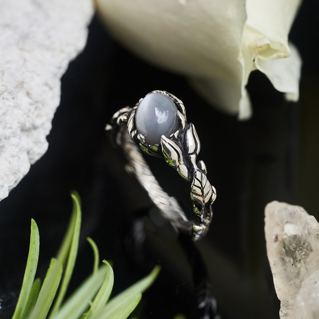 Sterling Silver Moonstone Wedding Ring Alma