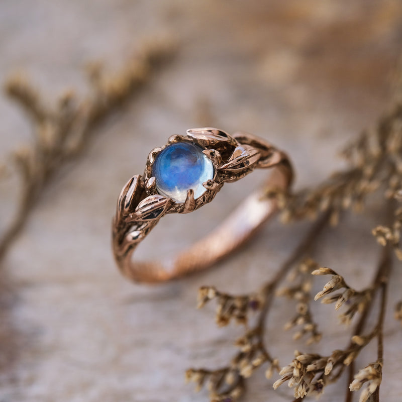 Rose Gold Moonstone Engagement Ring "Louise"