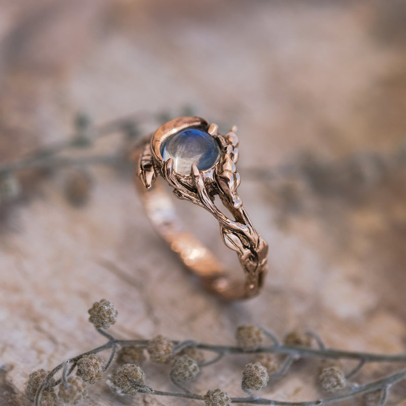 14K Rose Gold Moonstone Engagement ring "Luna"