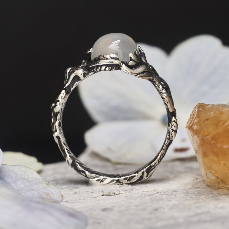 Round moonstone Sterling Silver ring Leilani