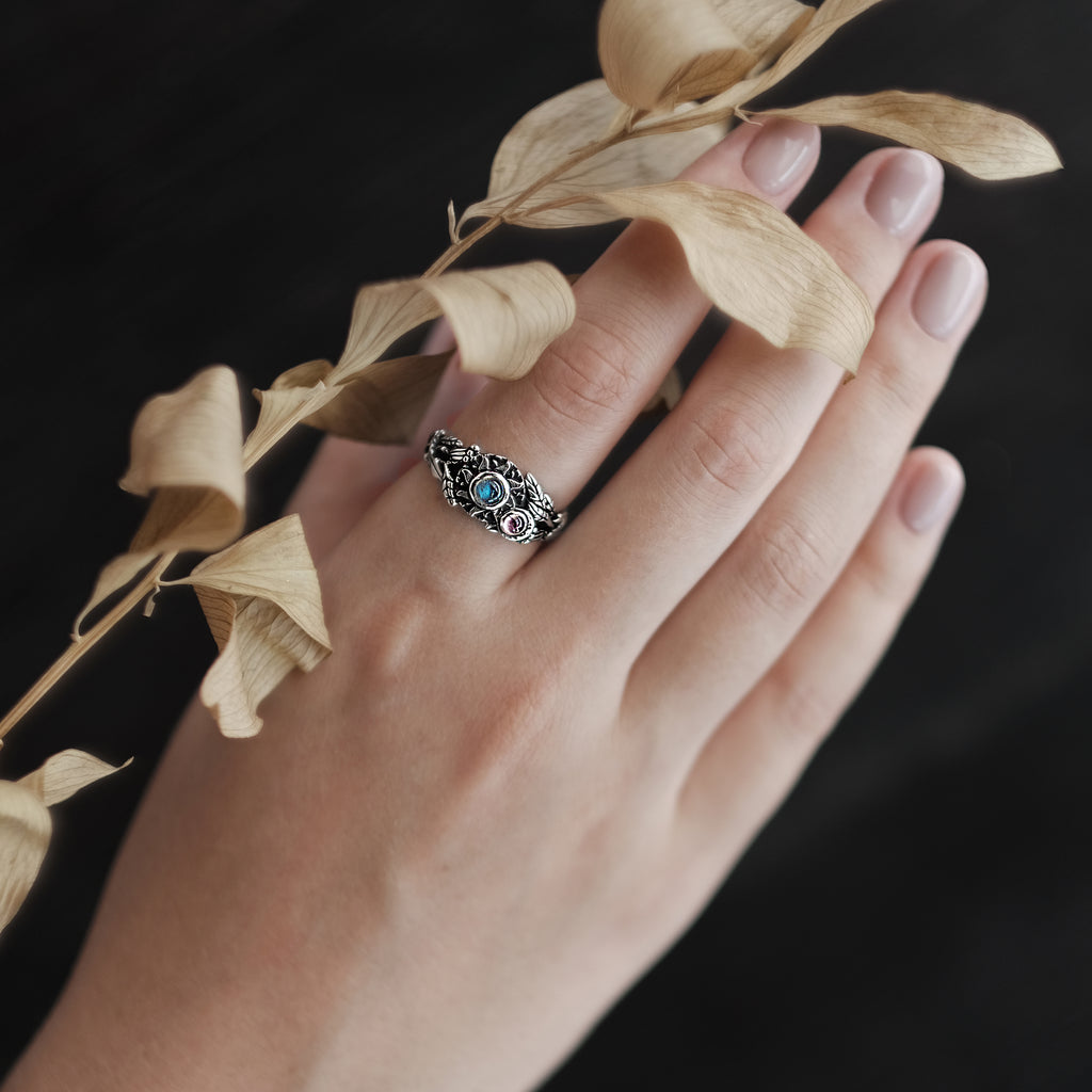 Multi stone ring "Galaxy" on hand by BlackTreeLab