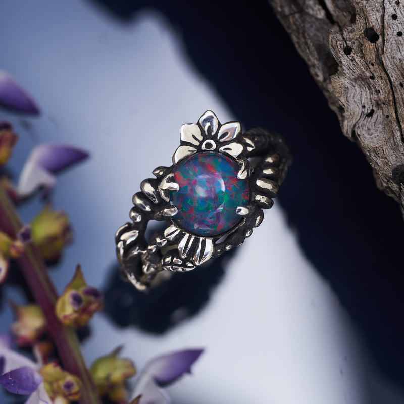 Boulder Fire Opal Ring "Daphne" by BlackTreeLab