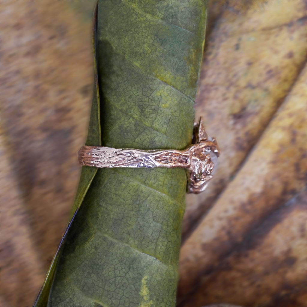 Rainbow Moonstone 14 Gold Engagement Ring "Cleo" - blacktreelab